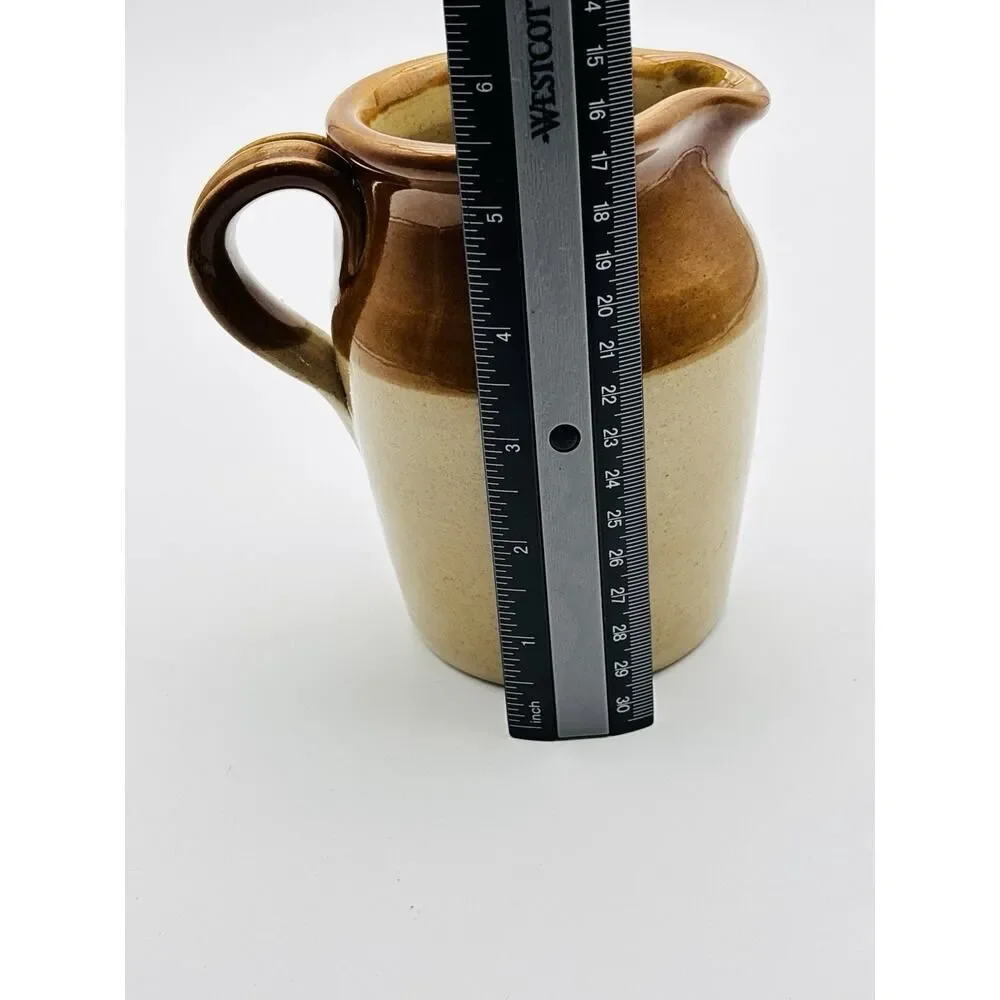 Pearsons Of Chesterfield Crock Creamer Pitcher 1960s England 2 Tone Glazed Brown